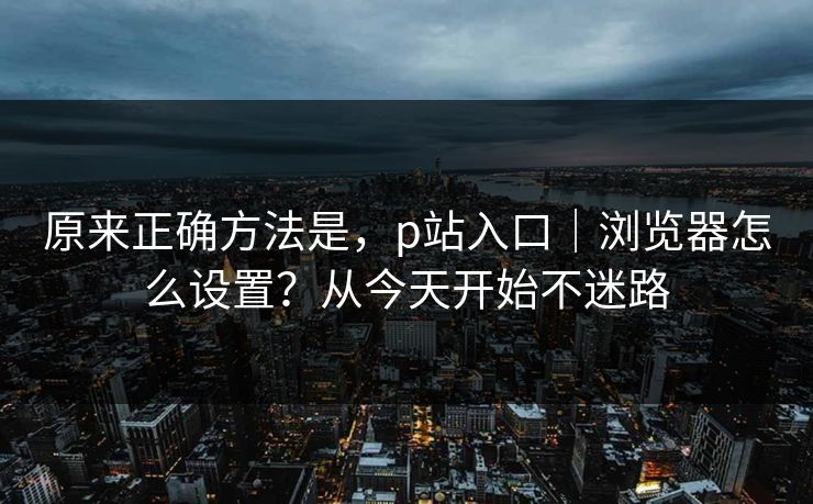 原来正确方法是，p站入口｜浏览器怎么设置？从今天开始不迷路