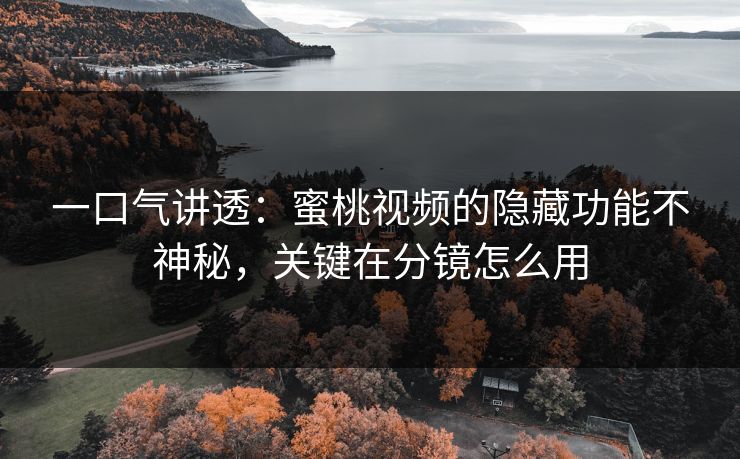 一口气讲透：蜜桃视频的隐藏功能不神秘，关键在分镜怎么用