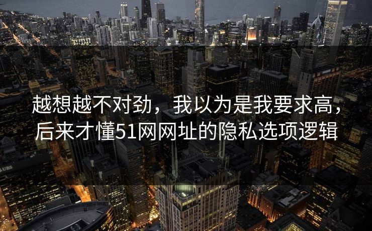 越想越不对劲，我以为是我要求高，后来才懂51网网址的隐私选项逻辑